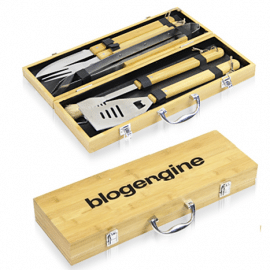 5 Piece Bbq Set In Bamboo Box