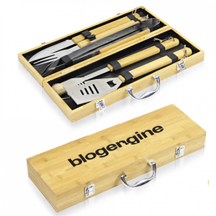 5 Piece Bbq Set In Bamboo Box