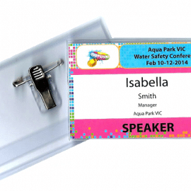 Business Card Size Rigid Badge Holder with Clip & Pin