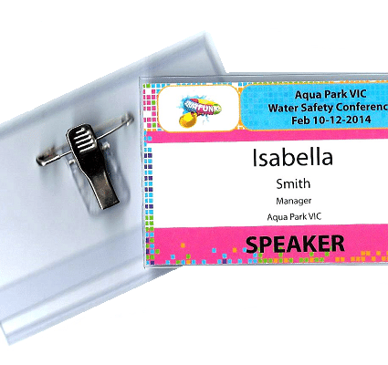 Business Card Size Rigid Badge Holder with Clip & Pin